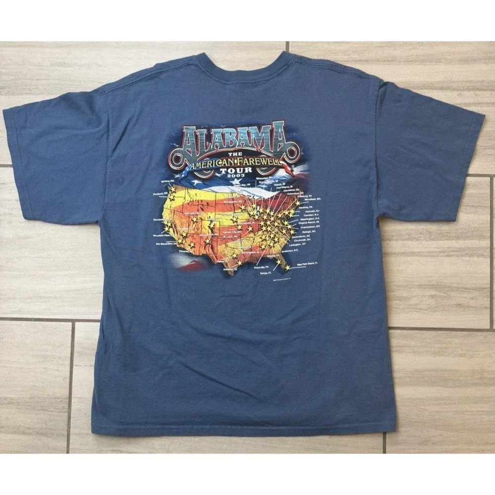 Vintage Alabama Tshirt Men's XL Blue 2003 Farewell Tour Double Sided Country 00s - Picture 3 of 12